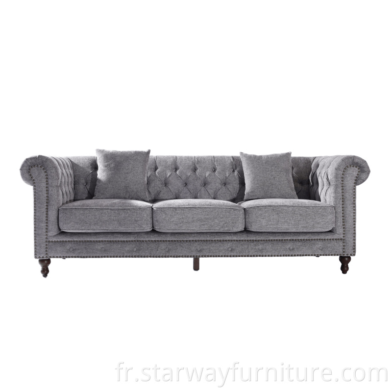 Europe Classic Vintage 3 Siège Salon Canapé Canapé Canapé Luxury Chesterfield Canapé